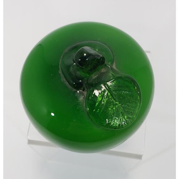 Apple Blown Glass Green Apple Decorative Art Glass Accent Seasonal Excellent - Picture 4 of 5